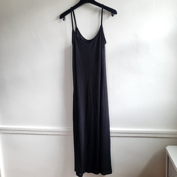 Zara Ribbed Slip Spaghetti Strap Black Midi Dress New Size Small - Picture 7 of 12